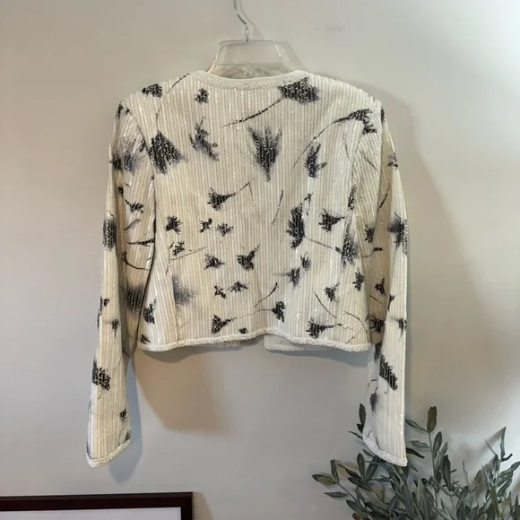 Derek Lam 10 Crosby Cameron Cotton Sequin Jacket, White/Black Multi, Size 10 NWT - Picture 9 of 9